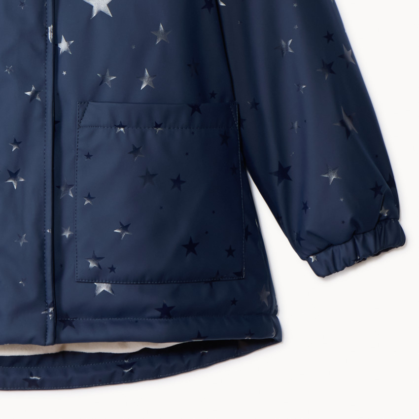 Parka gomme imprimé étoile et doublé sherpa pour fille 