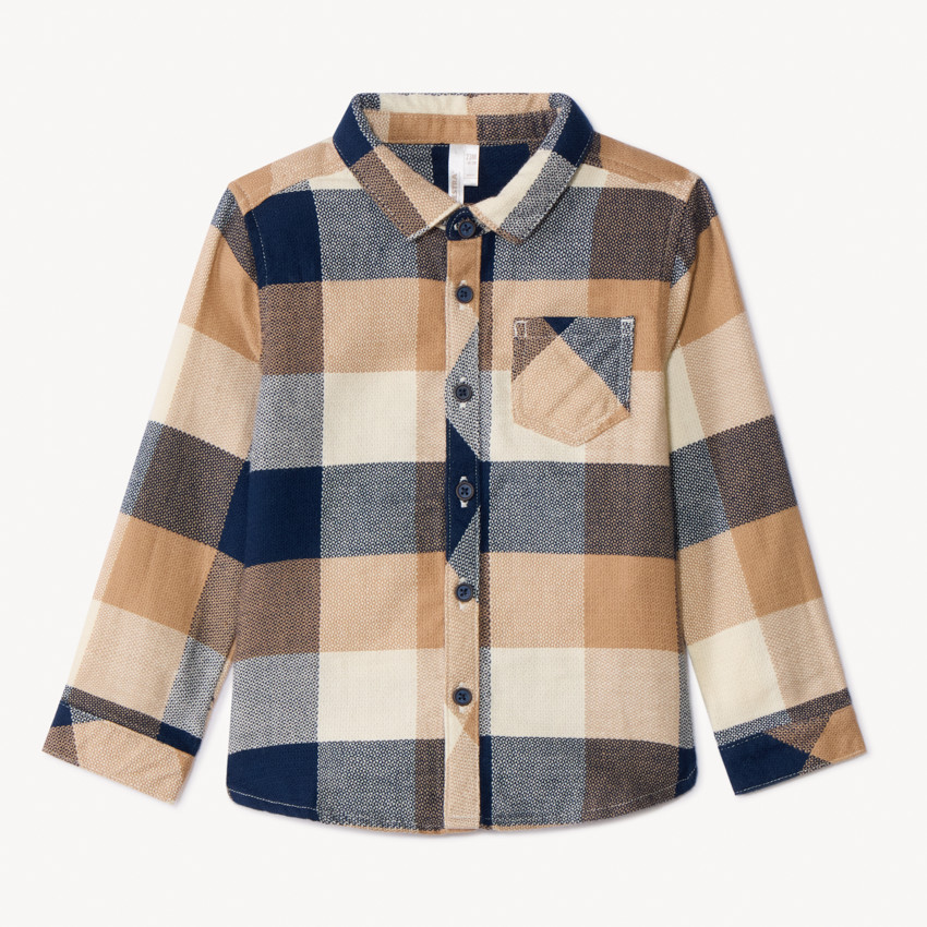 Chemise manches longues à carreaux pour bébé garçon - Bleu