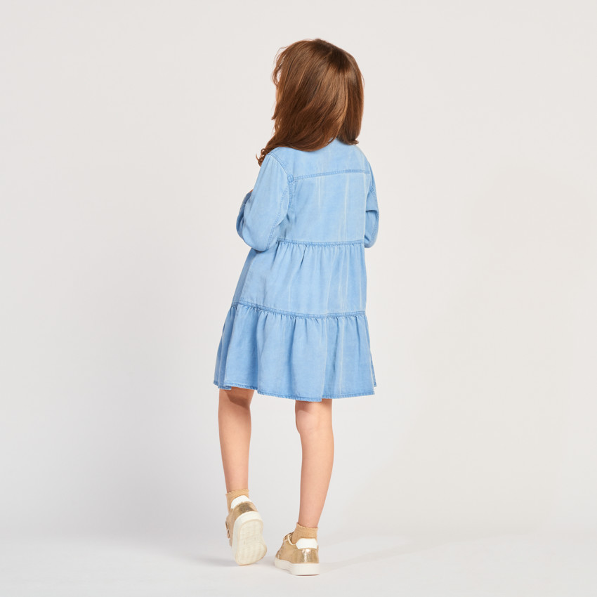 Robe chemise manches longues volantée pour fille 