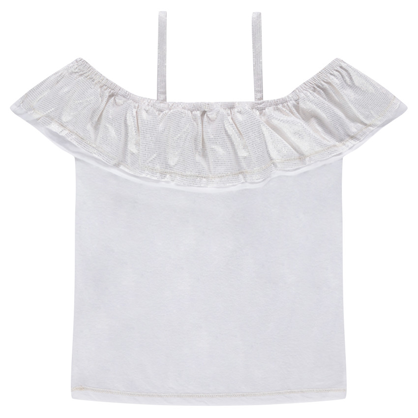 Débardeur à fines bretelles avec volant effet brillant 