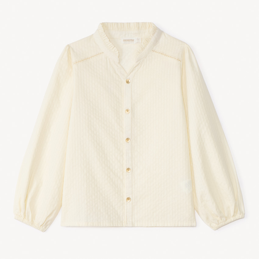 Blouse unie en toile armurée pour fille