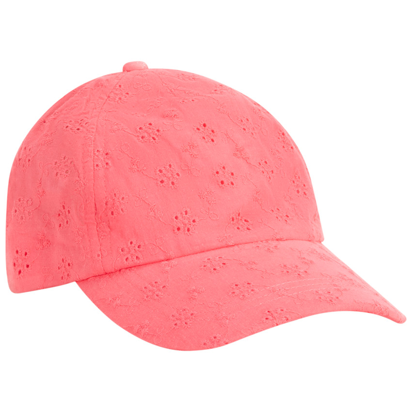 casquette rose en broderie anglaise pour fille - rose