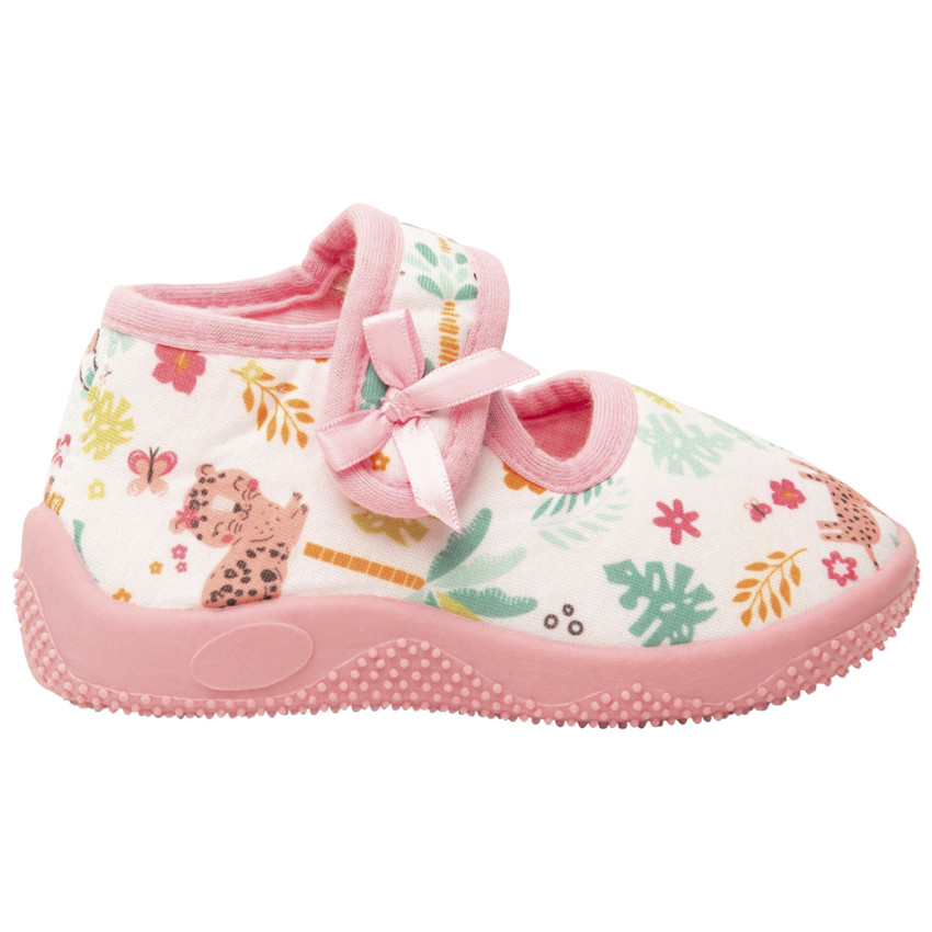 chaussons babies à scratch imprimé jungle pour bébé fille - rose