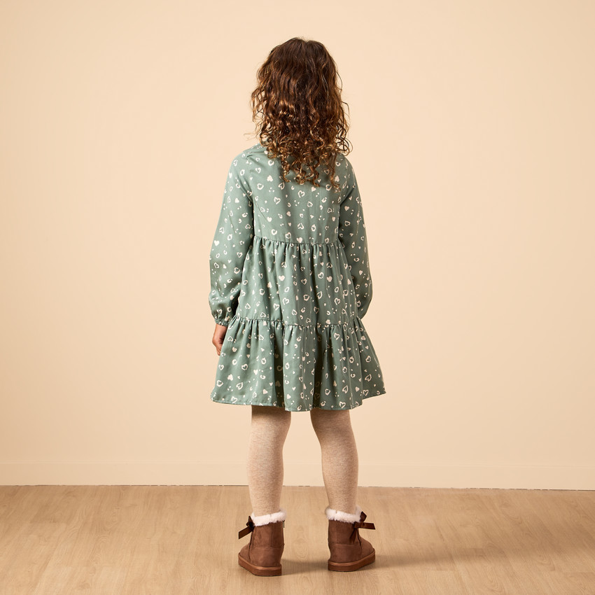 Robe manches longues style chemise imprimé fantaisie pour fille 