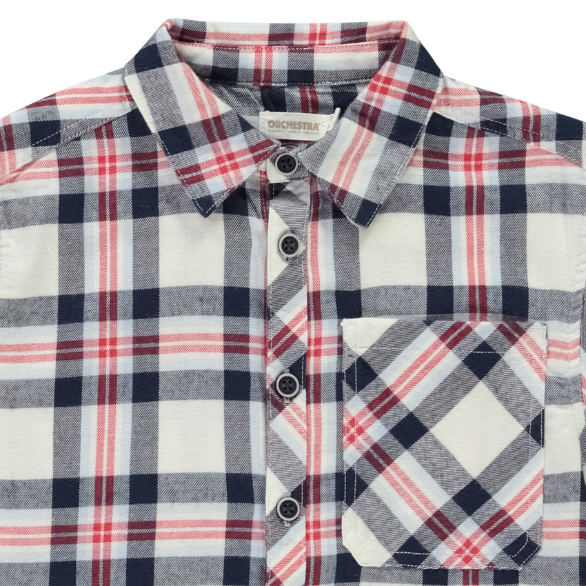 Chemise manches longues à carreaux en flanelle pour garçon 