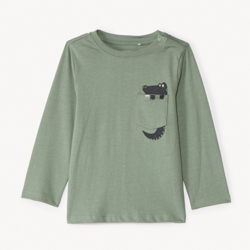 T-shirt manches longues à poche printé fantaisie pour bébé garçon