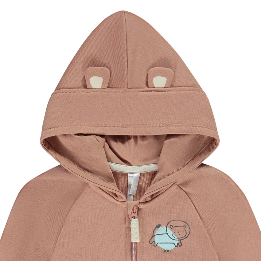 Gilet à capuche ludique en molleton avec print lion pour bébé garçon 