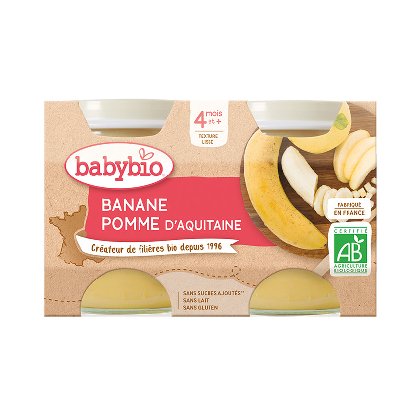 Petit pot pomme banane bio - 2x130g 