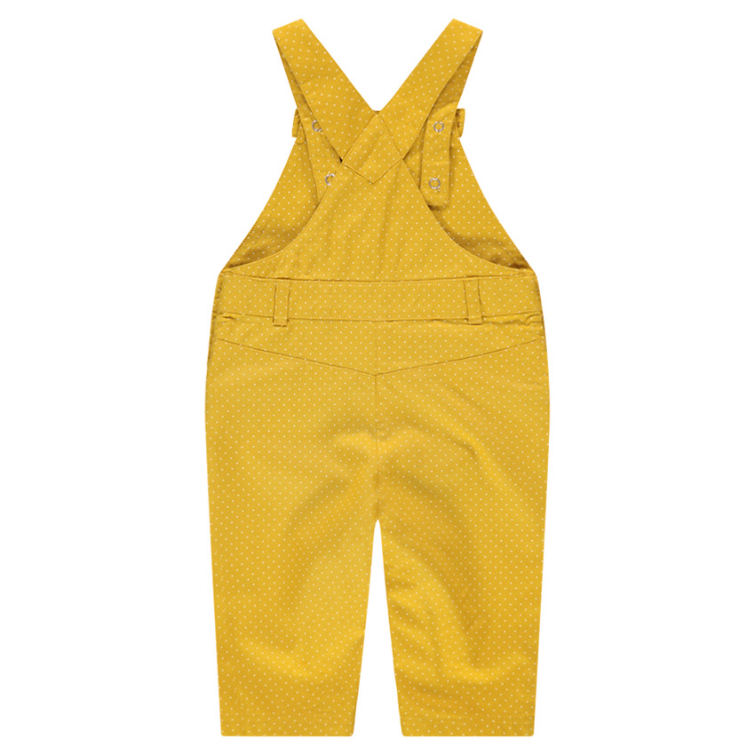 Salopette longue en coton avec pois imprimés et chat patché 