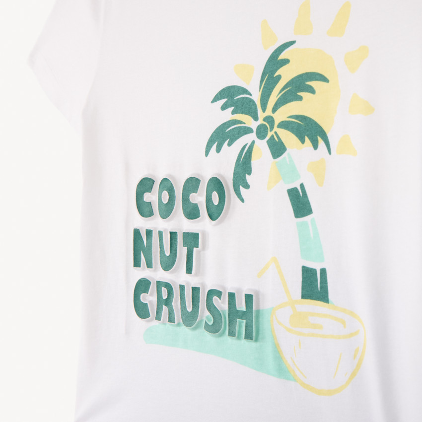 Ensemble t-shirt manches courtes + bermuda motifs noix de coco pour garçon 