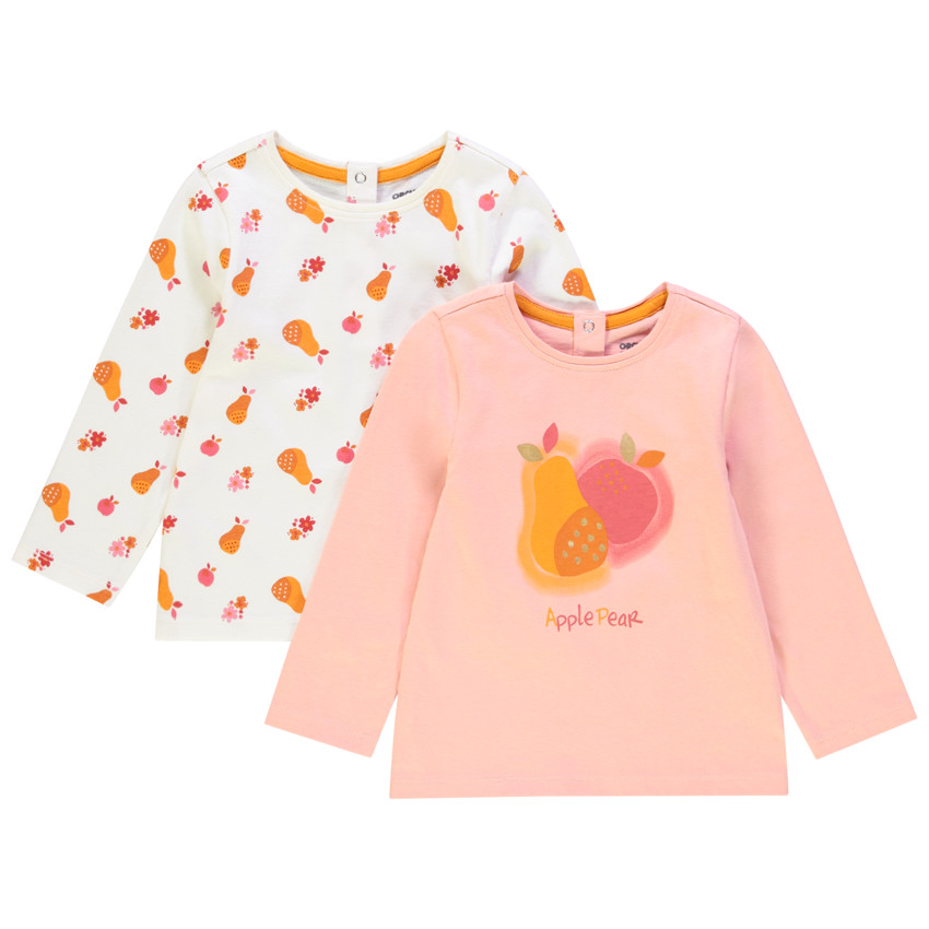 Lot de 2 t-shirts manches longues imprimés pour bébé fille