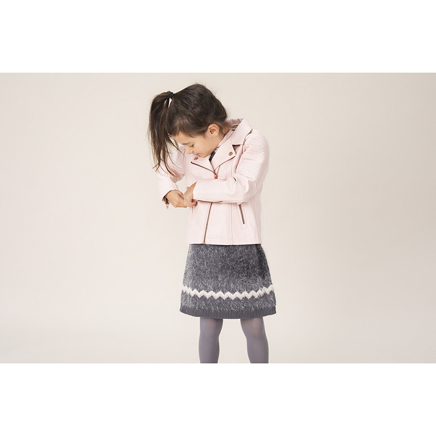 Perfecto en simili cuir rose avec poches zippées 