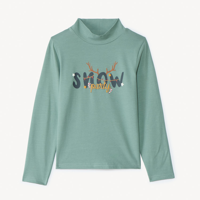 Sous-pull col montant printé Noël pour garçon 