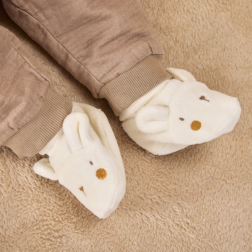 Chaussons en velours motif ourson pour bébé 