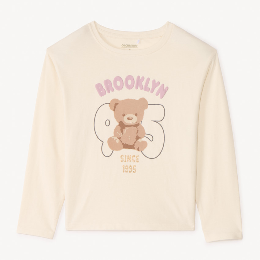 T-shirt manches longues print ourson pour fille