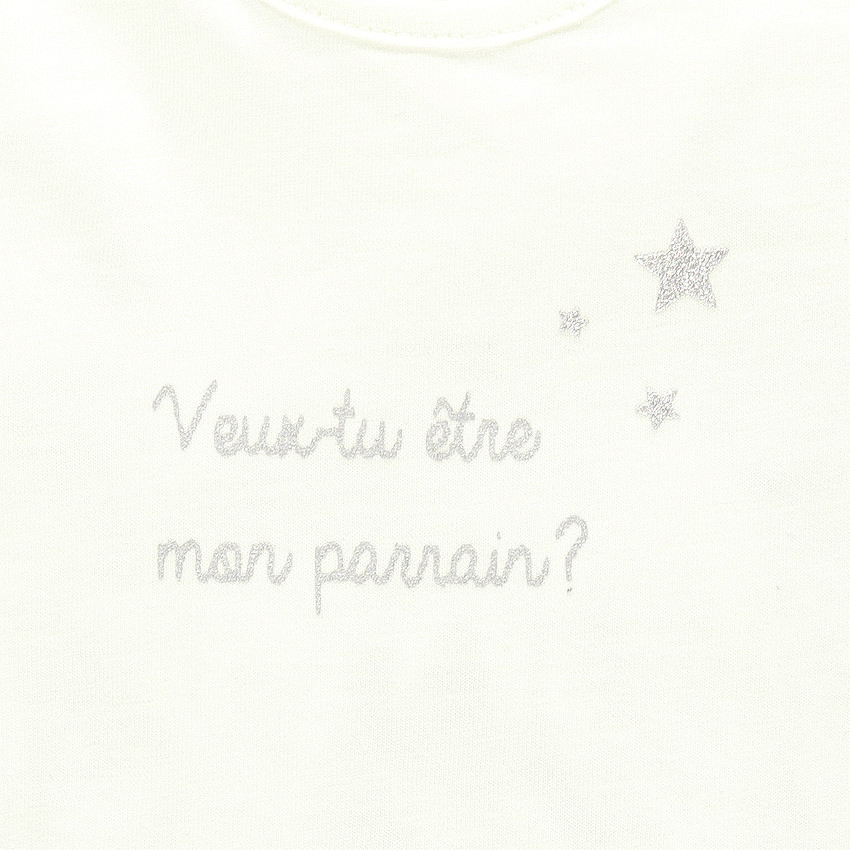 Tee-shirt manches longues avec message printé "Veux-tu être mon parrain?" 