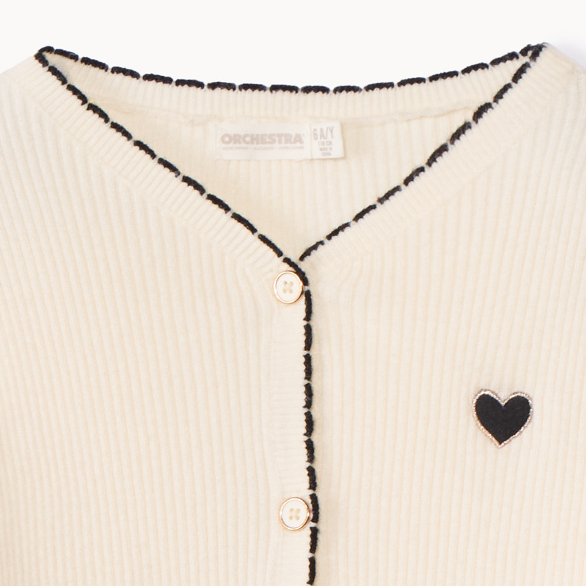 Gilet en tricot côtelé avec patch cœur fille 