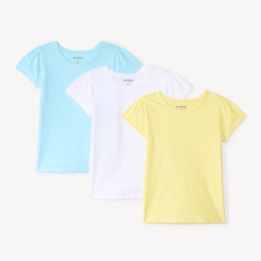 Lot de 3 t-shirts manches courtes print cœur pour fille