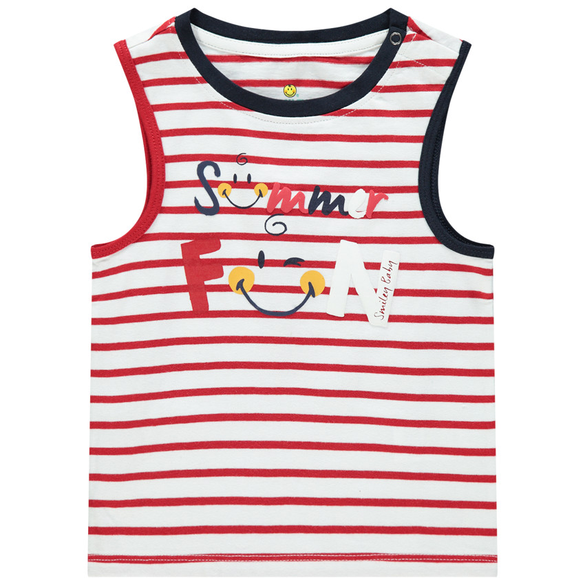 Débardeur en coton bio rayé print Smiley Baby