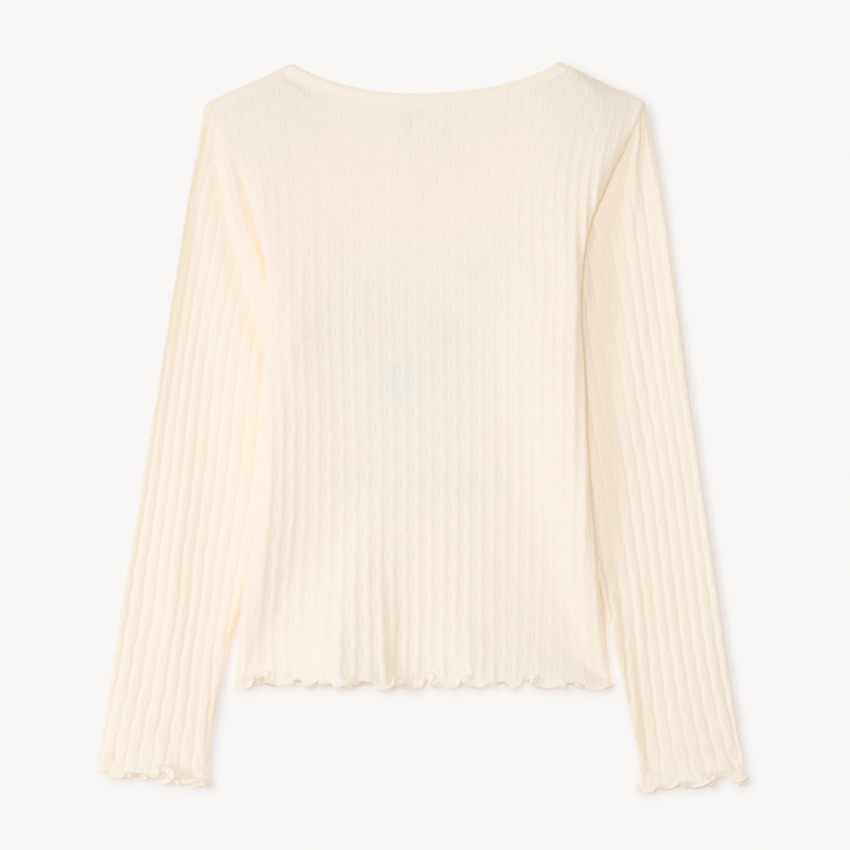 T-shirt manches longues côtelé et brodé pour fille 