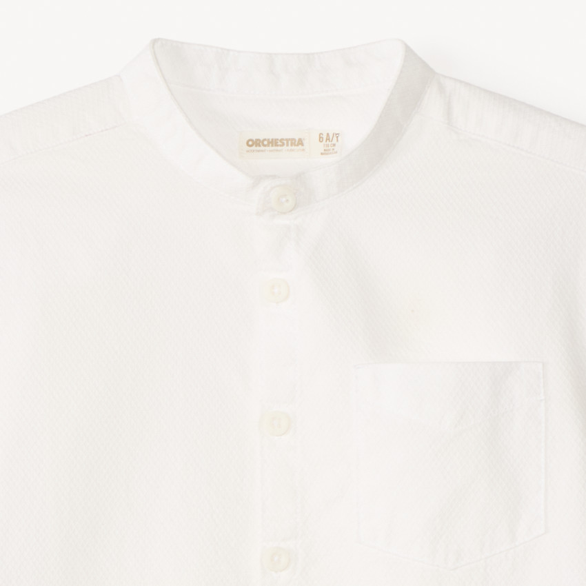 Chemise manches courtes col mao en façonné pour bébé garçon 