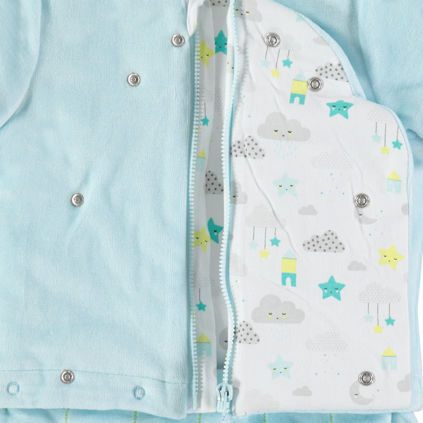 Combi-pilote en velours doublée jersey motif nuage 