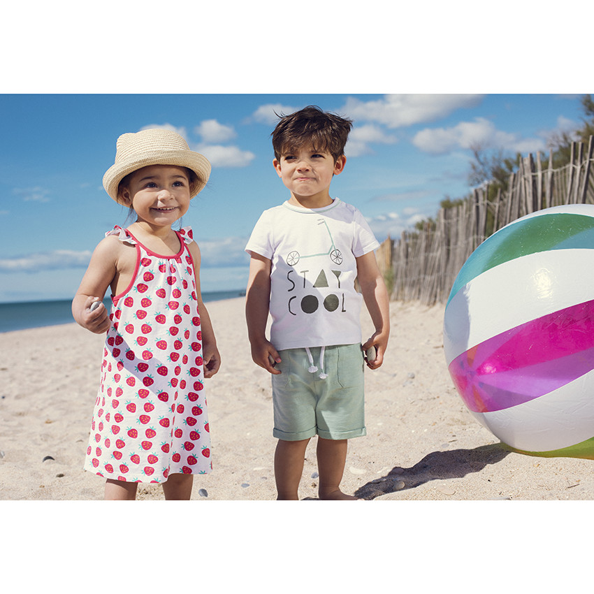 Robe imprimée à bretelles volantées pour bébé fille 