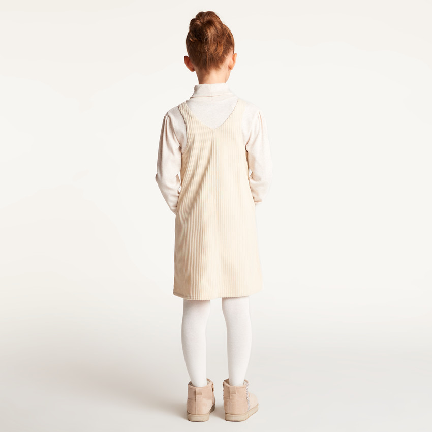 Robe salopette fille en velours côtelé 