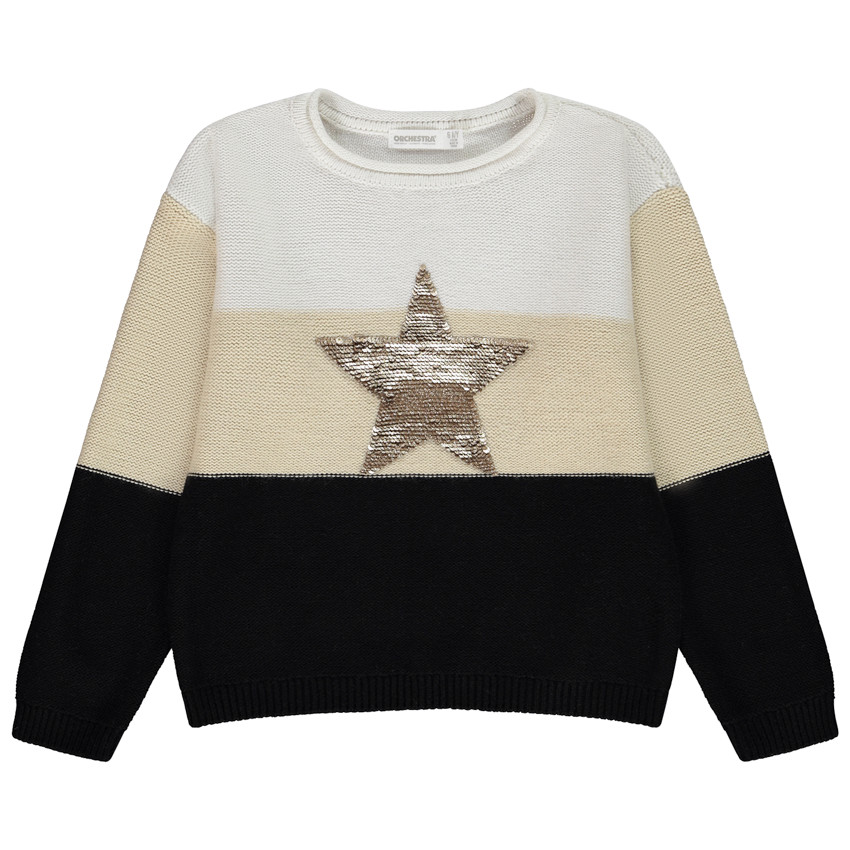 Pull effet colorblock avec sequins magiques pour fille