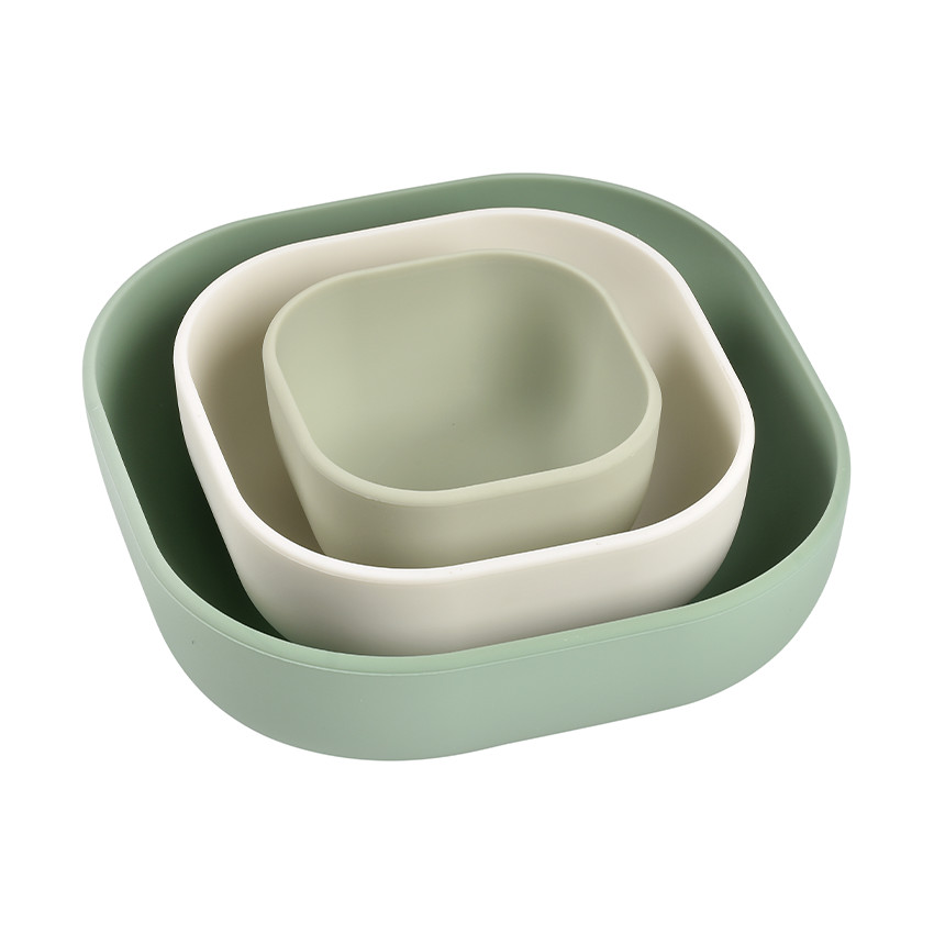 Lot de 3 bols gigognes en silicone sage green 