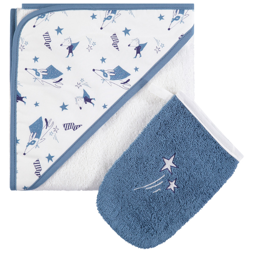 Cape de bain et gant de toilette super héro  