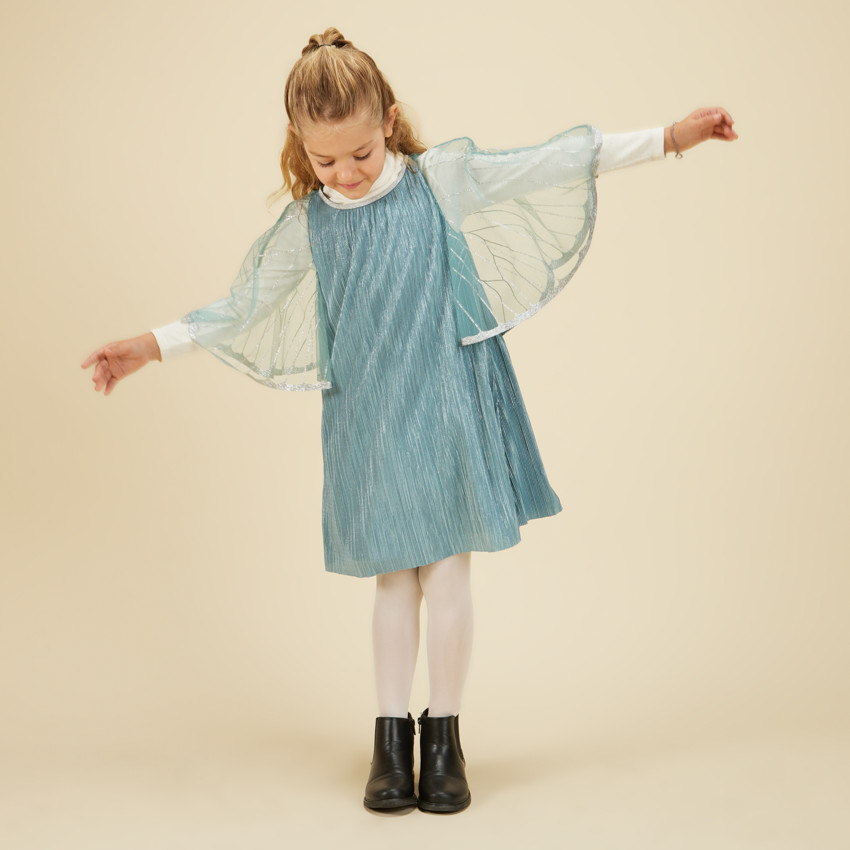 Robe plissée avec cape en tulle pour fille 