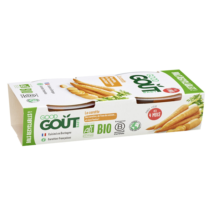 Lot de 2 bols de purée de carotte 120g 