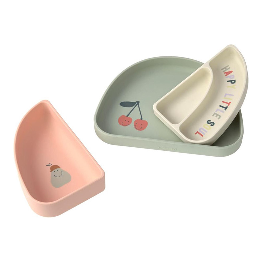 Silicone Section Assiettes Happy Fruits Cherry 3pcs 