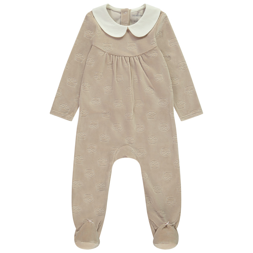 Dors-bien en velours effet dévoré renards pour bébé fille 