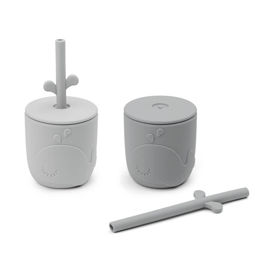 Lot de 2 gobelets avec paille Peekaboo - Wally Gris 