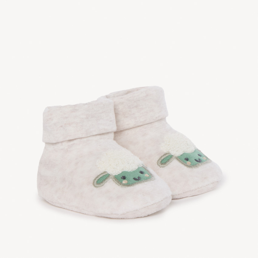 Chaussons en velours à mouton brodé pour bébé  