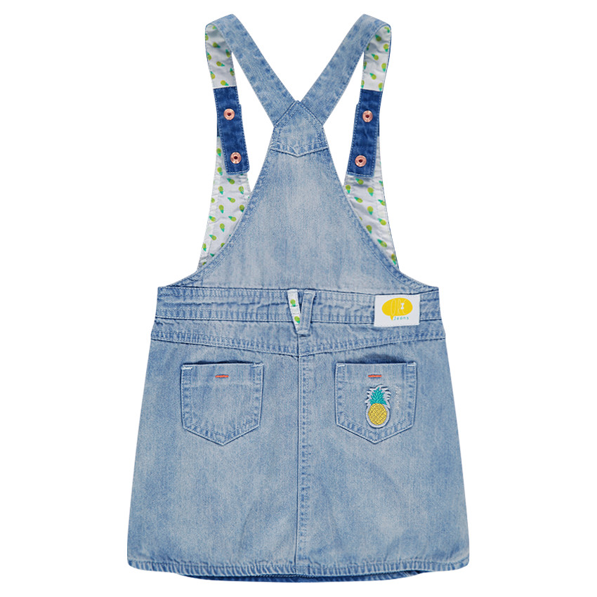 Robe salopette en jeans avec patchs fantaisie  