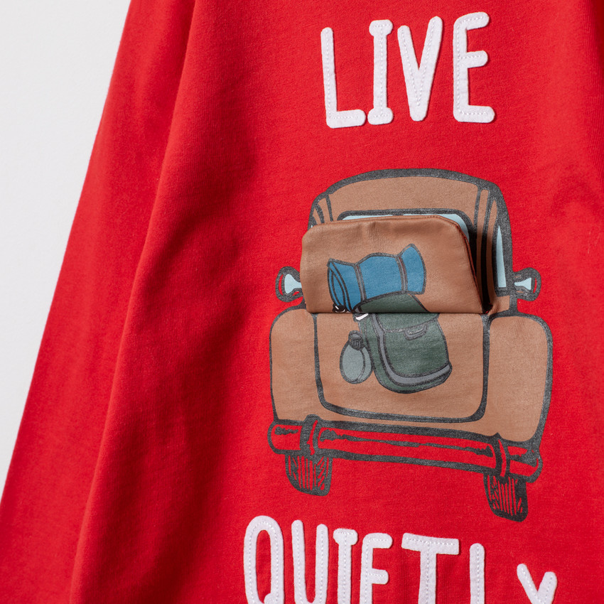 T-shirt manches longues en coton print voiture fantaisie 