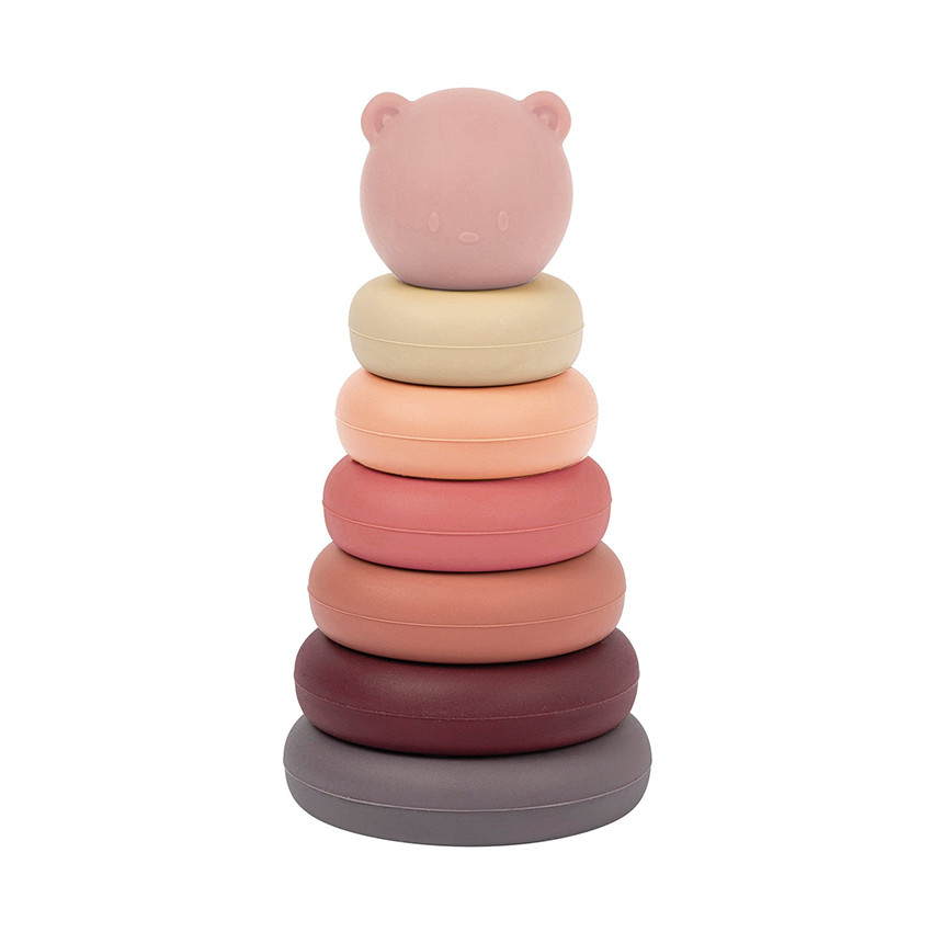 Tour à empiler en silicone avec tête d'ourson 