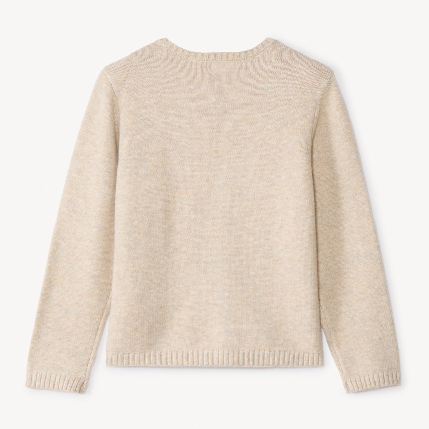 Pull à manches longues en tricot fantaisie avec volants et torsades pour fille 