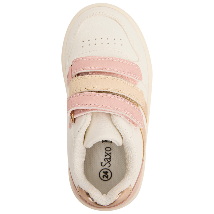 Basket de sport à tripe velcros irisé rose et doré pour fille  