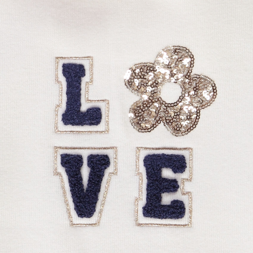 Pull esprit sweat avec patchs bouclettes et sequins pour fille 