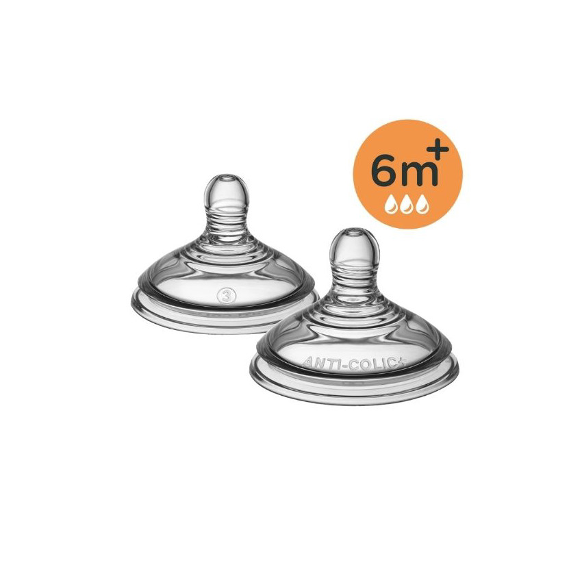 Lot de 2 tétines anti-colique avancé 6m+ - Débit rapide 