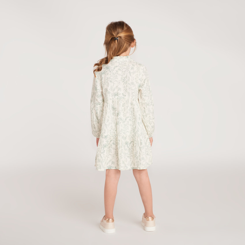 Robe fille manches longues imprimé fleurs et papillons 