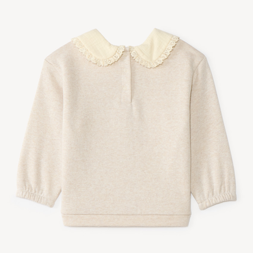 Sweat molleton col Claudine motif fruits bébé fille 
