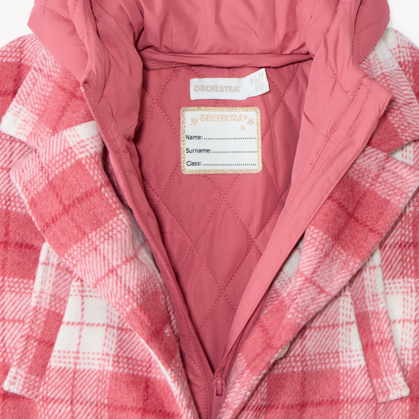 Manteau évolutif en drap de laine à carreaux pour fille  