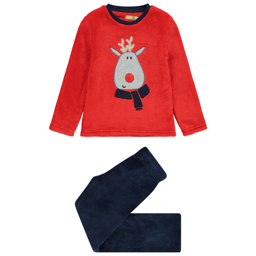 Pyjama en sherpa motif cerf esprit Noël Main Pyjama en sherpa motif cerf esprit Noël