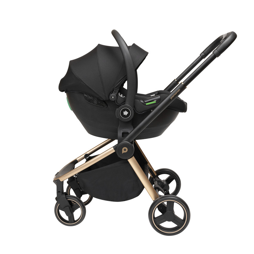 Poussette trio Alba avec nacelle noir/champagne 