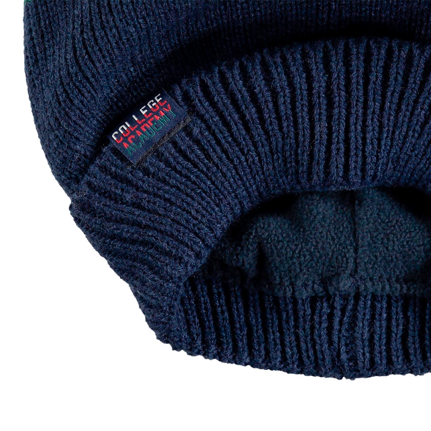 Junior - Bonnet en tricot à bandes contrastées et pompon 